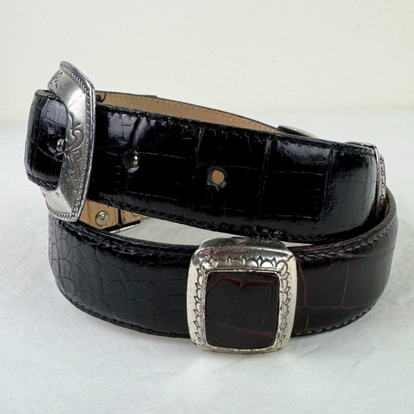 Brighton Black & Brown Alligator Embossed Belt - Picture 4 of 9